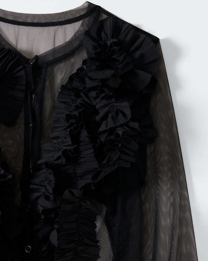 【期間限定:4/29～5/6】Daria motif tulle cardigan -BLACK-