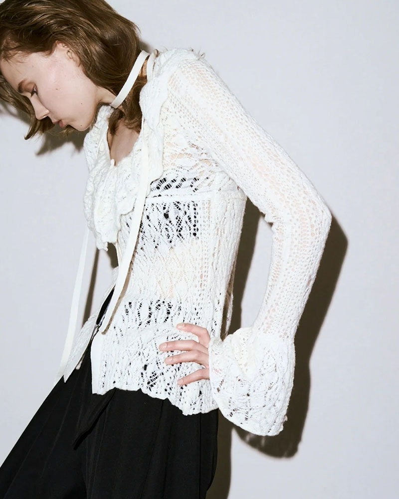PLUMERIA LACE KNIT -WHITE-