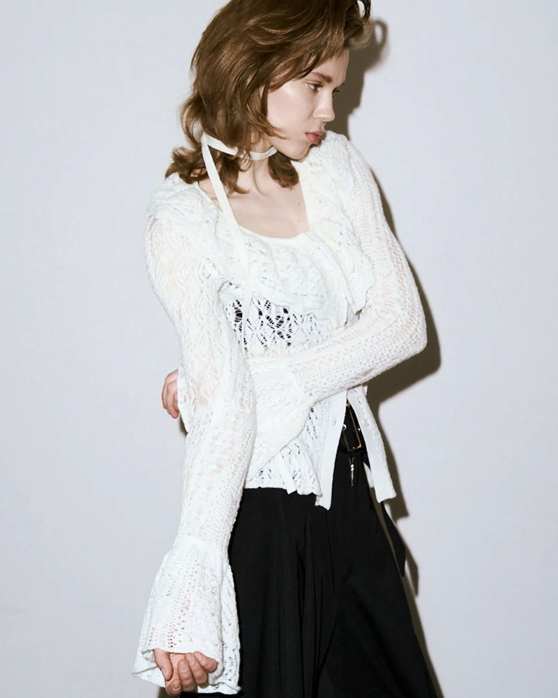 PLUMERIA LACE KNIT -WHITE-