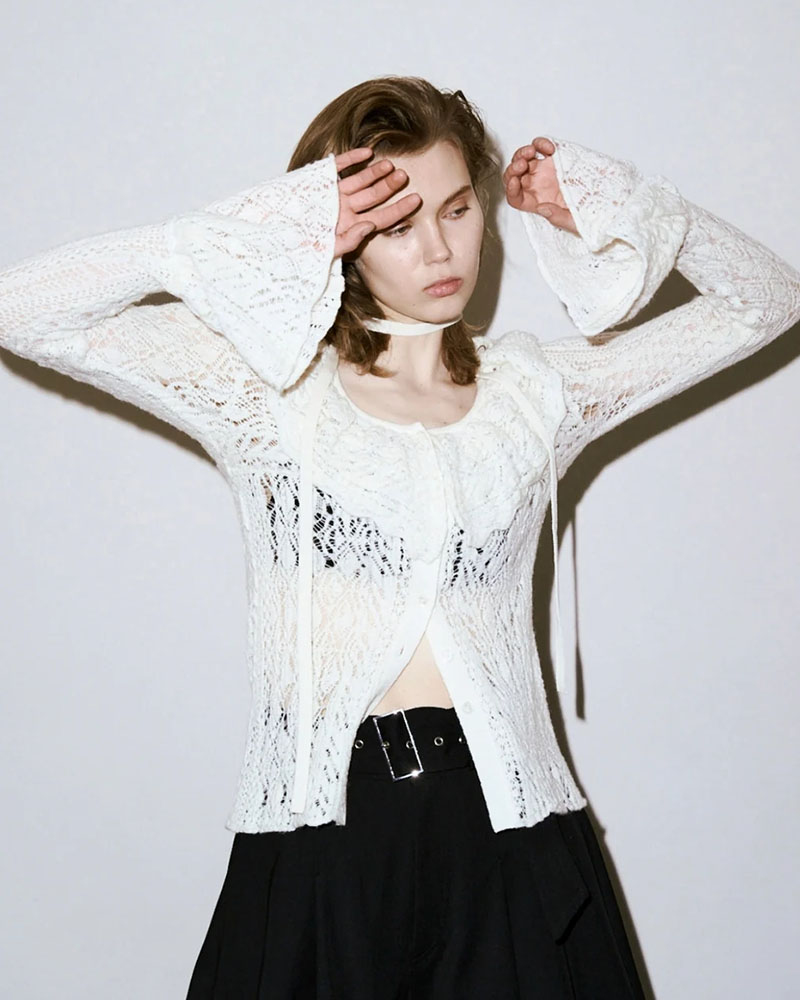 PLUMERIA LACE KNIT -WHITE-