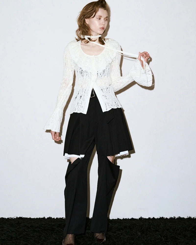 PLUMERIA LACE KNIT -WHITE-