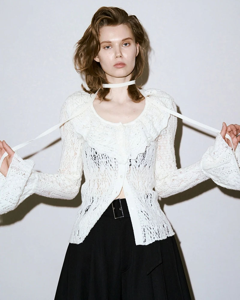 PLUMERIA LACE KNIT -WHITE-