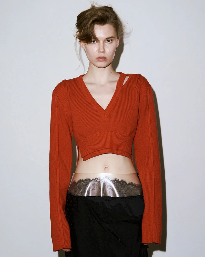 MARGE VNECK KNIT -RED-