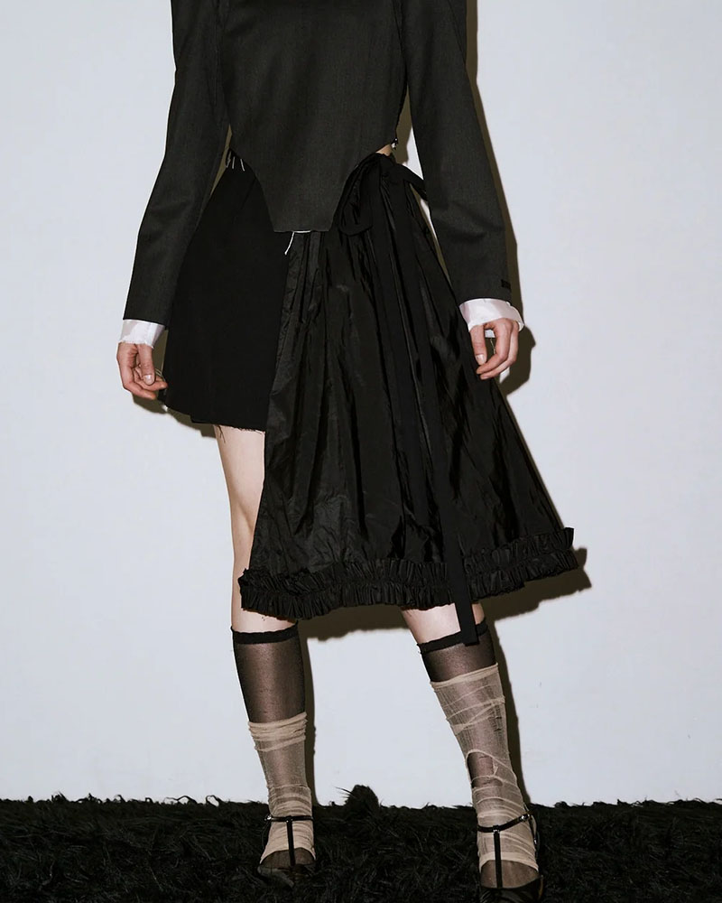 ARRANGE APRON SKIRT -BLACK-