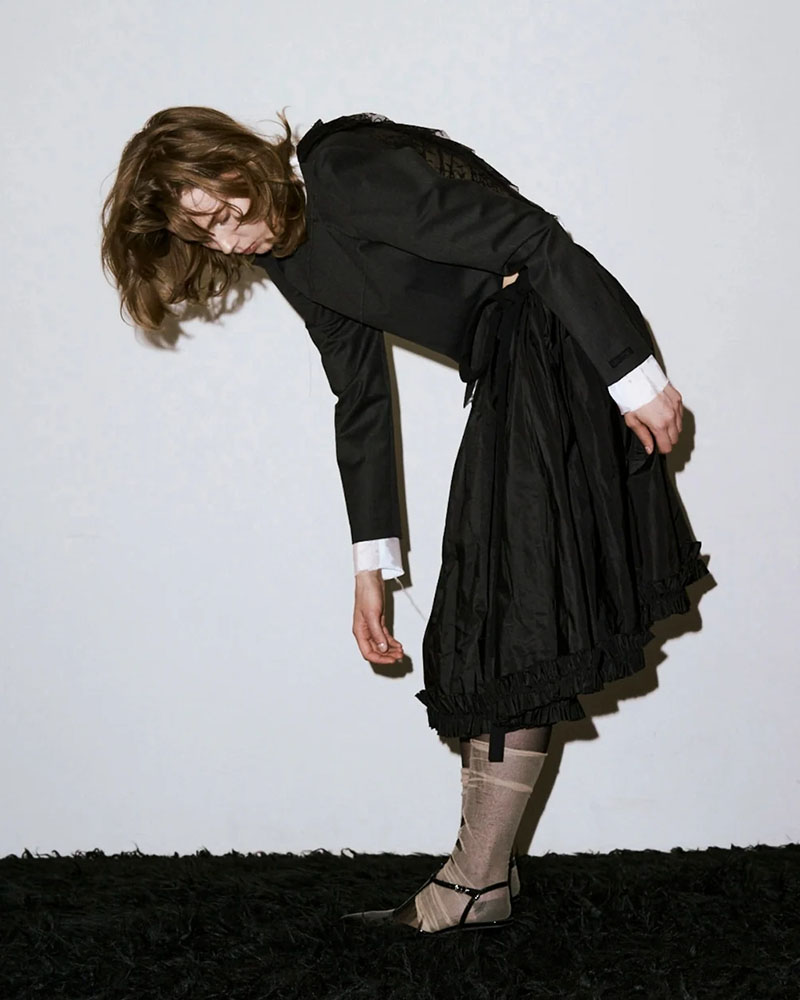 ARRANGE APRON SKIRT -BLACK-