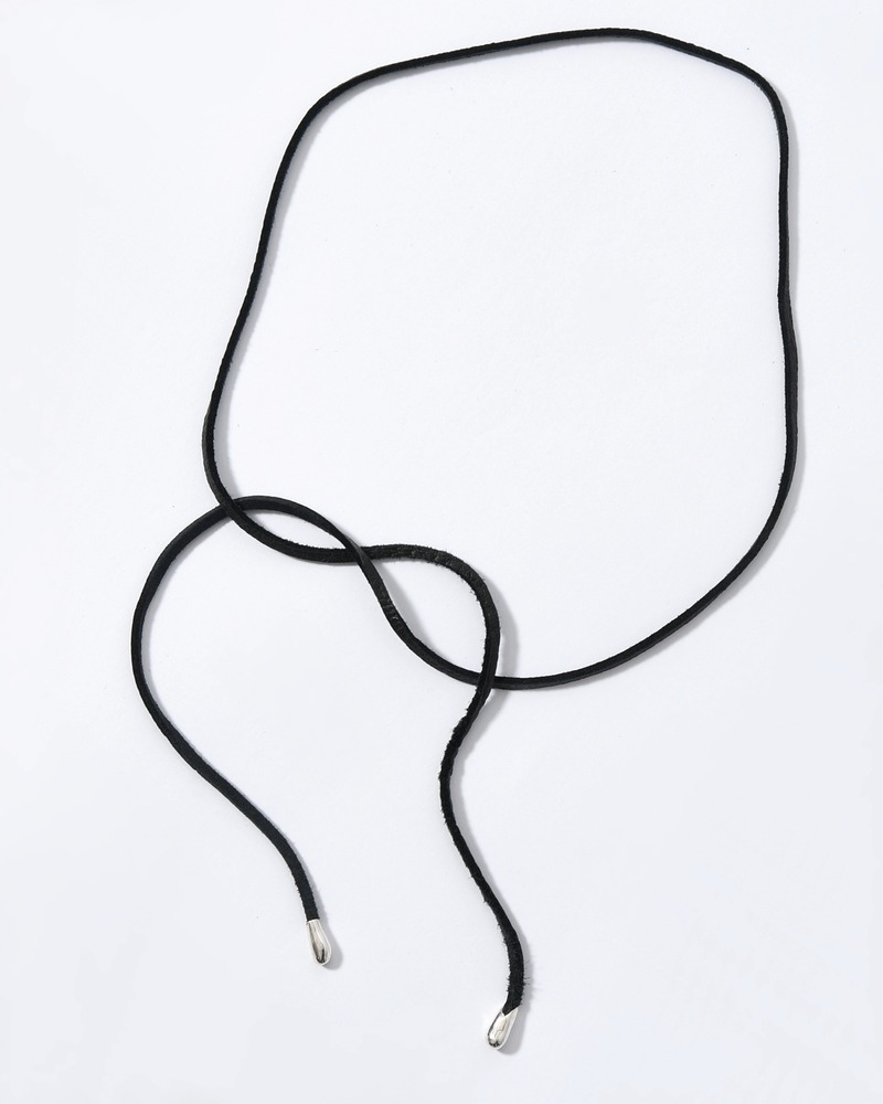 Tear drop bolo tip necklace(leaher code) -BLACK-
