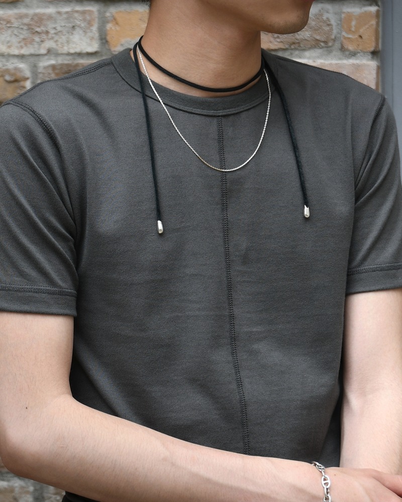 Tear drop bolo tip necklace(leaher code) -BLACK-