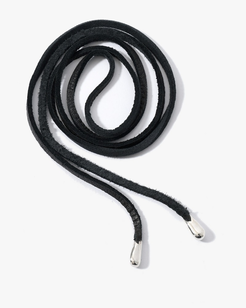 Tear drop bolo tip necklace(leaher code) -BLACK-