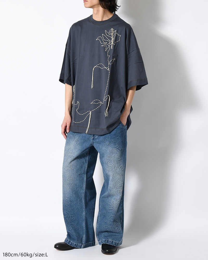 THE MOONED FLOWER IS STITCHED ON YOUR BODY -SLATE-