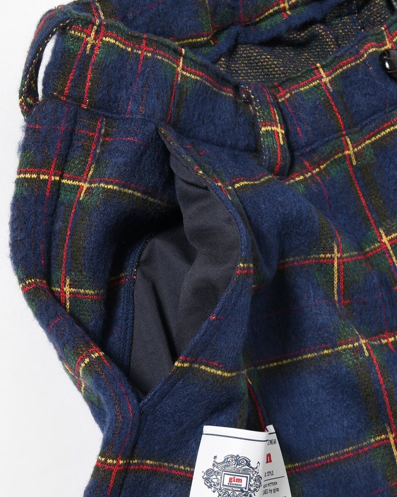 BRUSHED CHECK CROPPED PANTS -NAVY-