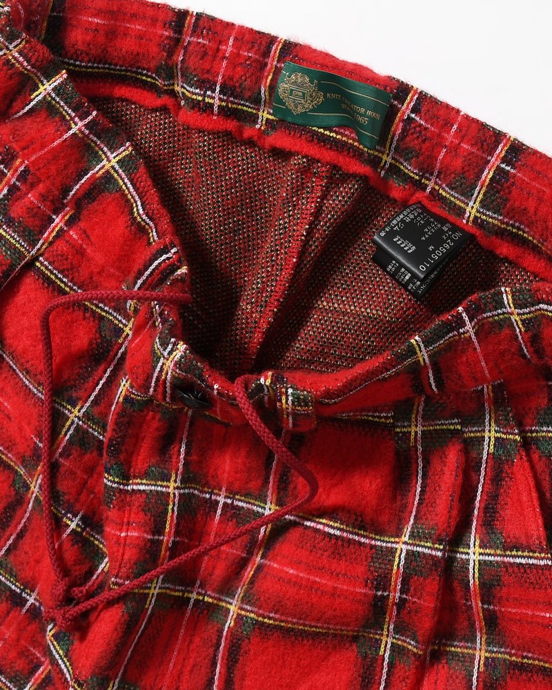BRUSHED CHECK CROPPED PANTS -RED-