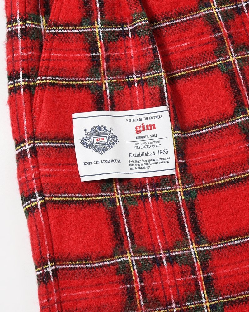 BRUSHED CHECK CROPPED PANTS -RED-