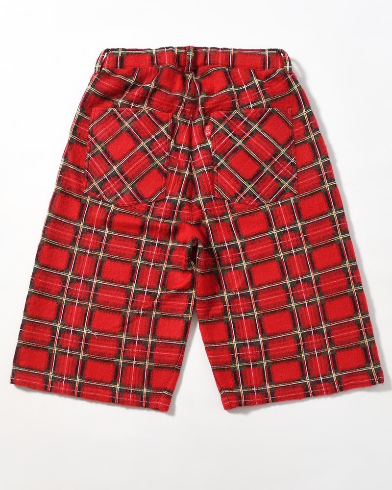 BRUSHED CHECK CROPPED PANTS -RED-