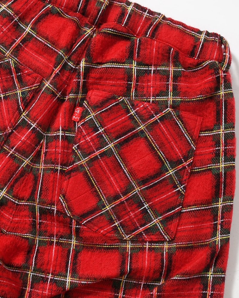 BRUSHED CHECK CROPPED PANTS -RED-