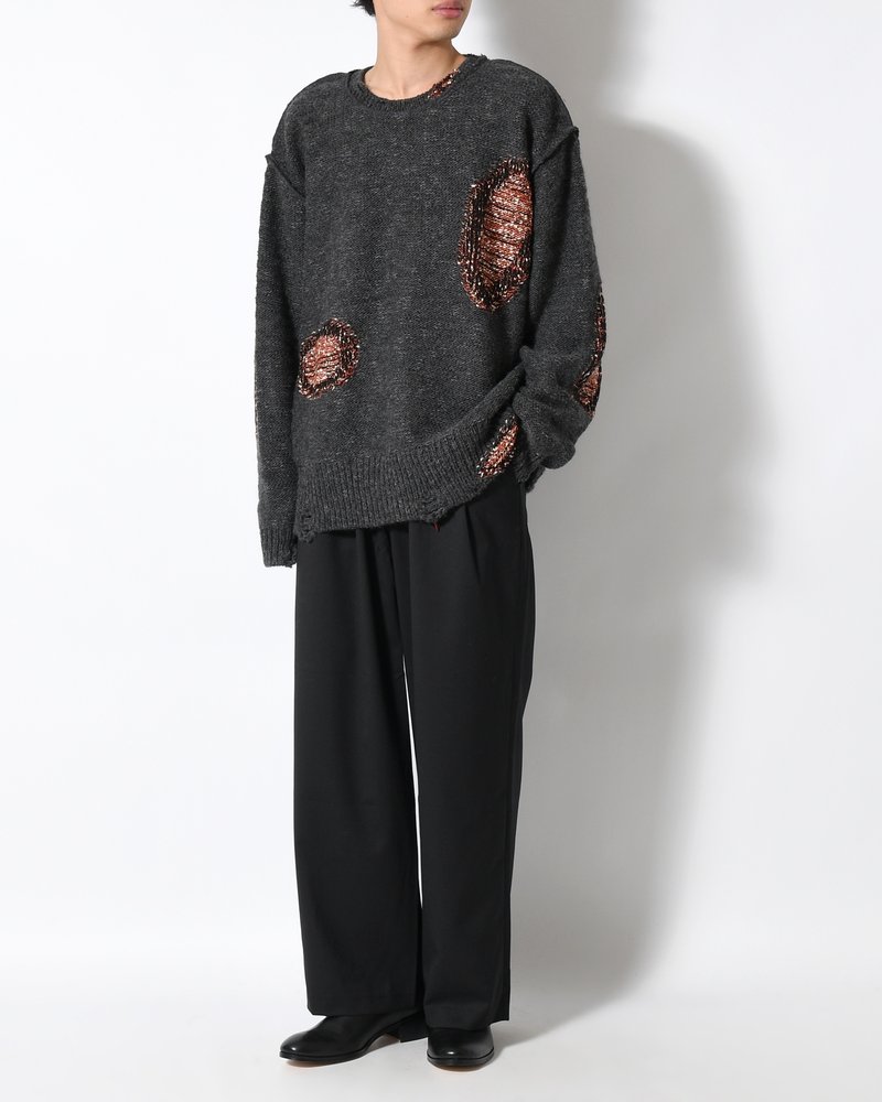 VISIBLE DARNING SWEATER -BLACK-