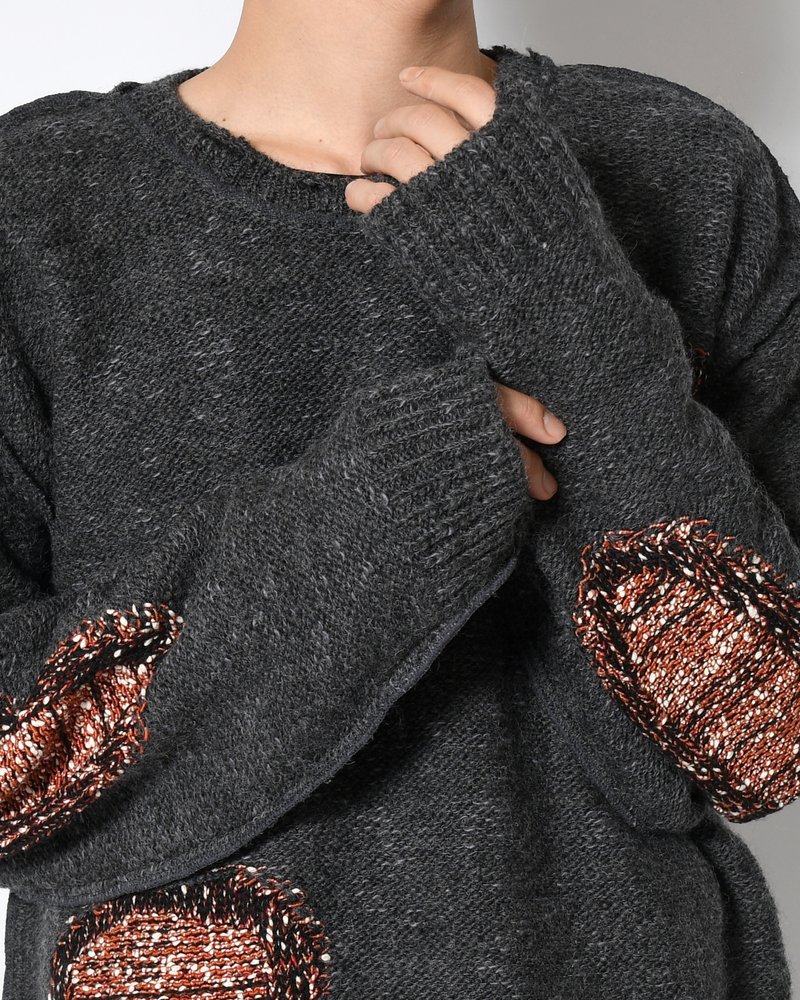 VISIBLE DARNING SWEATER -BLACK-