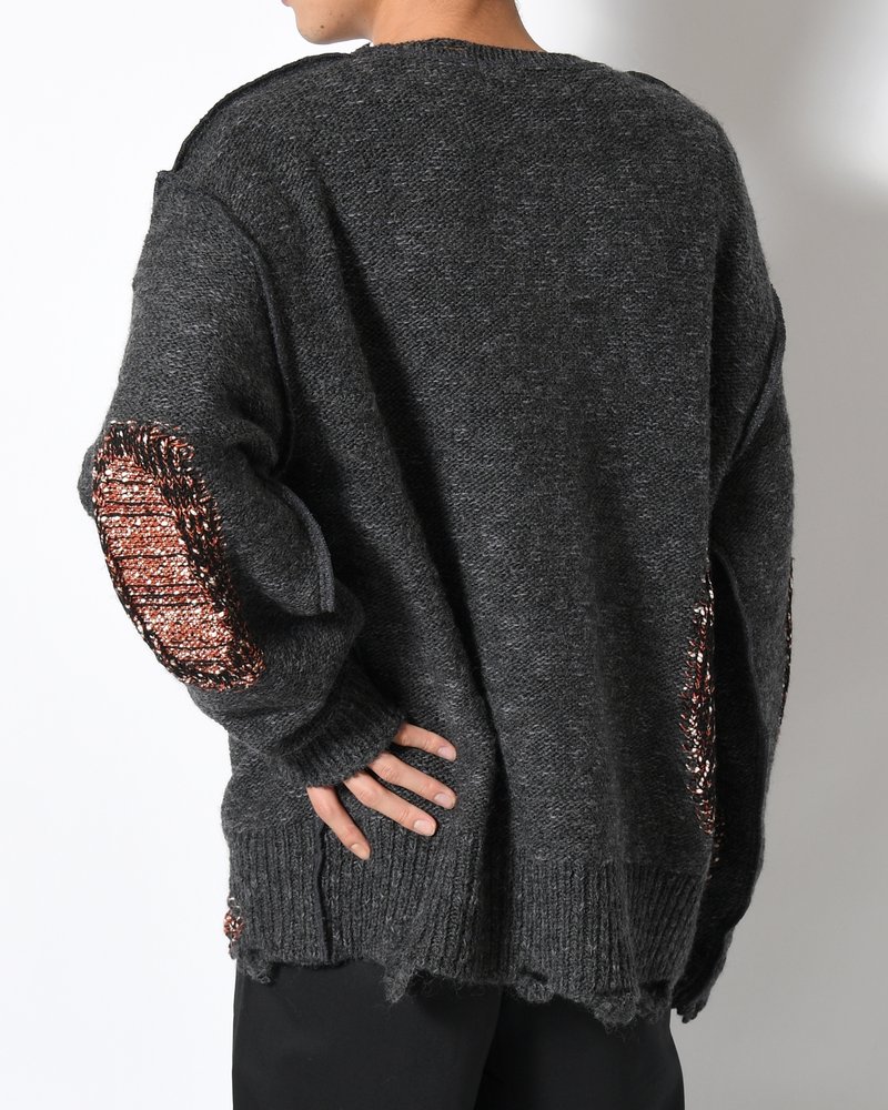 VISIBLE DARNING SWEATER -BLACK-