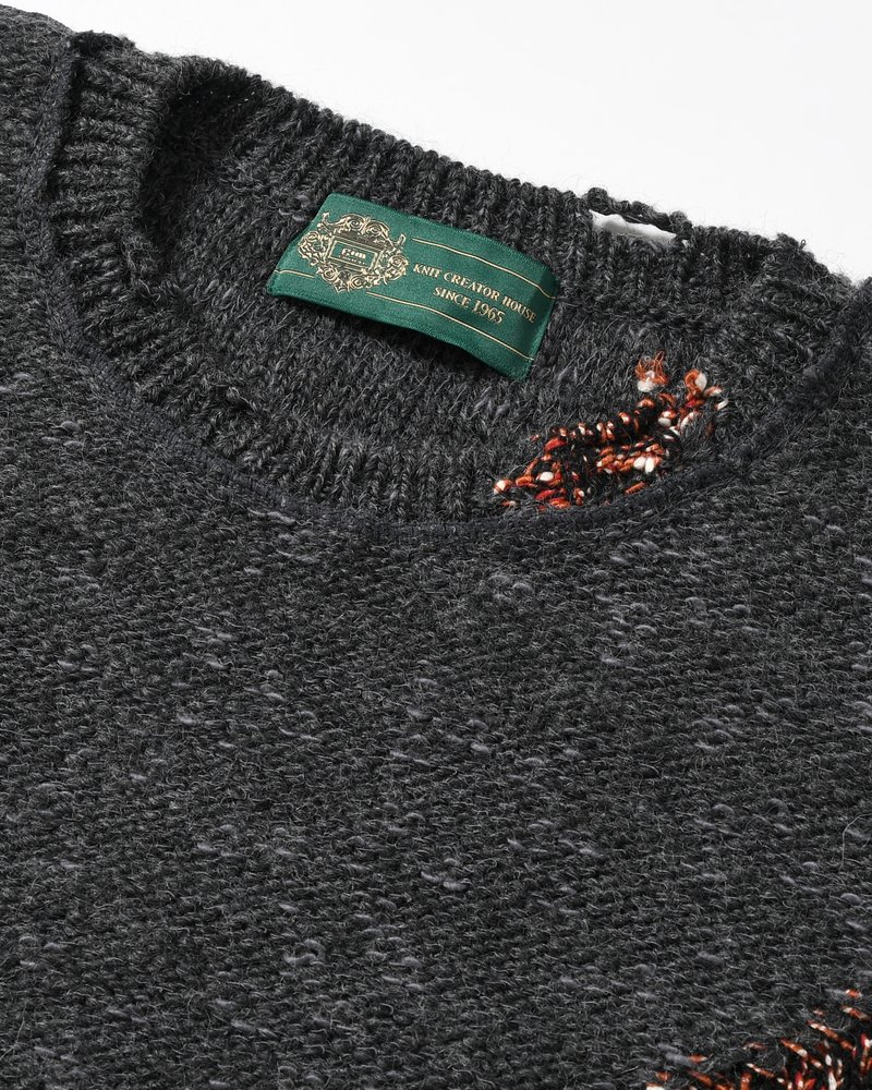 VISIBLE DARNING SWEATER -BLACK-