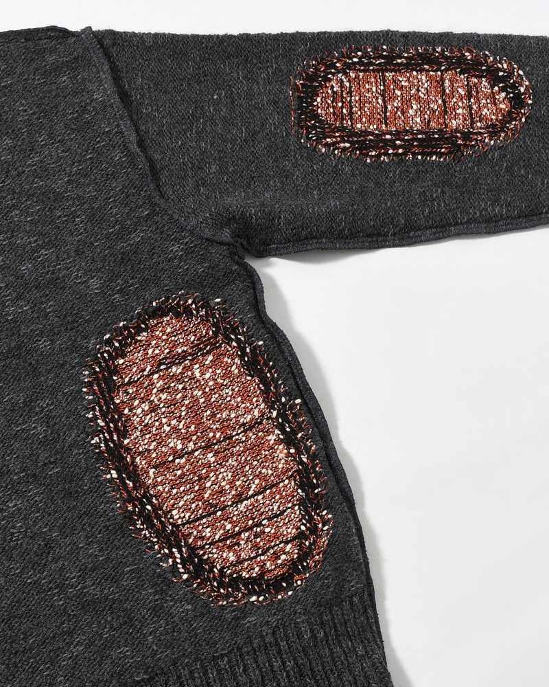VISIBLE DARNING SWEATER -BLACK-