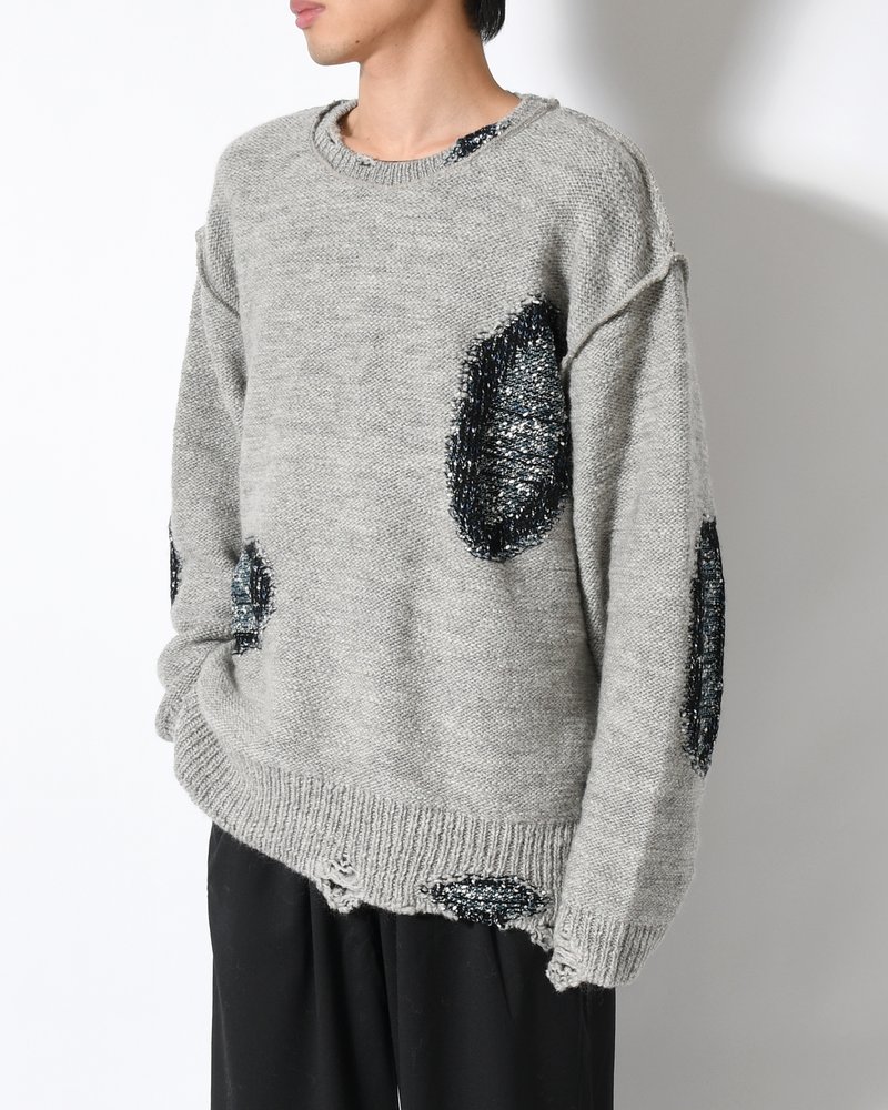 VISIBLE DARNING SWEATER -GRAY-