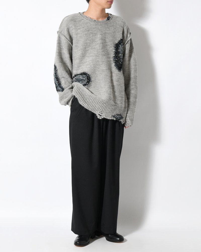 VISIBLE DARNING SWEATER -GRAY-