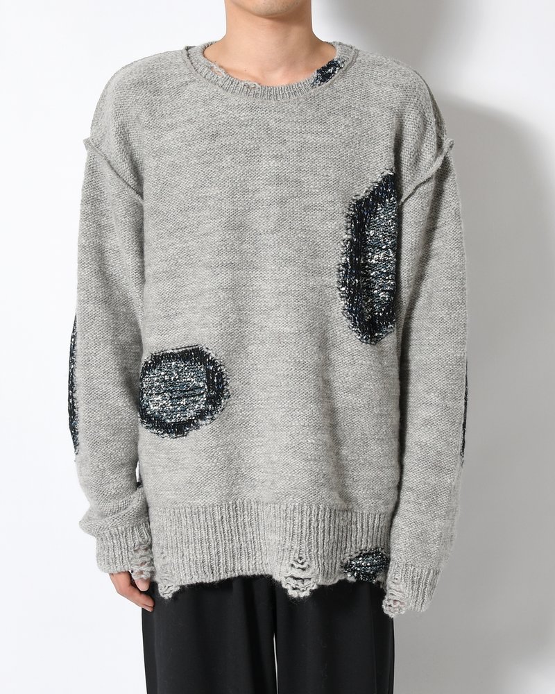 VISIBLE DARNING SWEATER -GRAY-