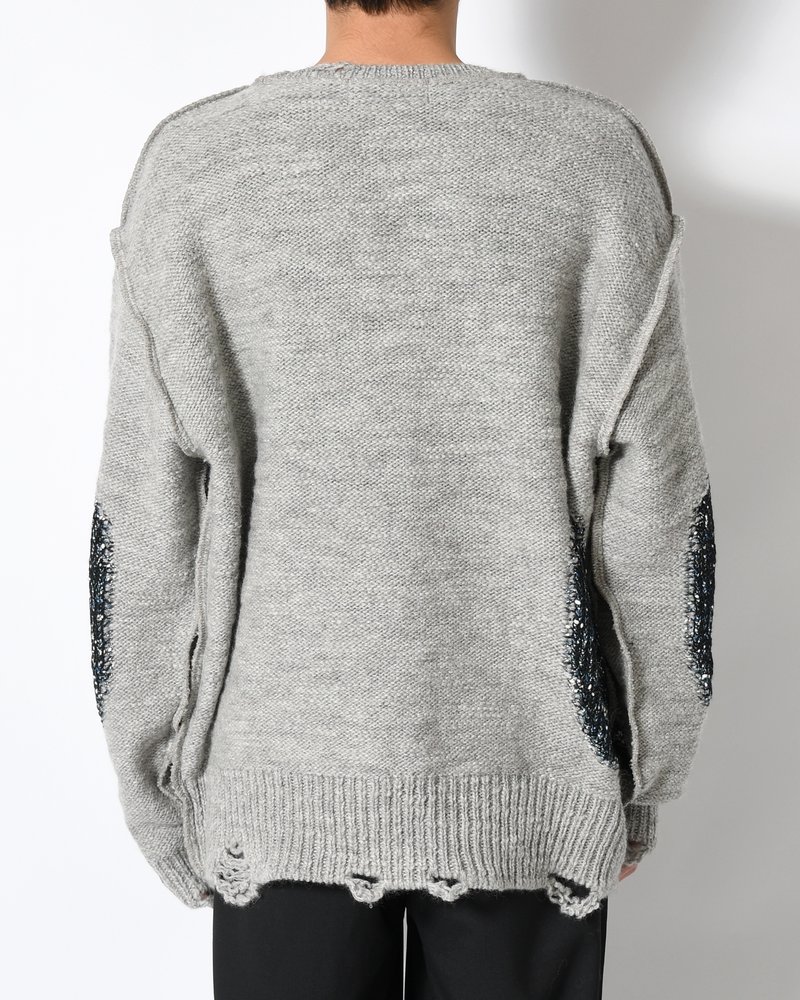 VISIBLE DARNING SWEATER -GRAY-