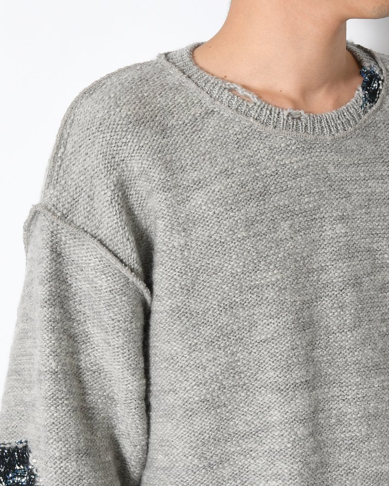 VISIBLE DARNING SWEATER -GRAY-