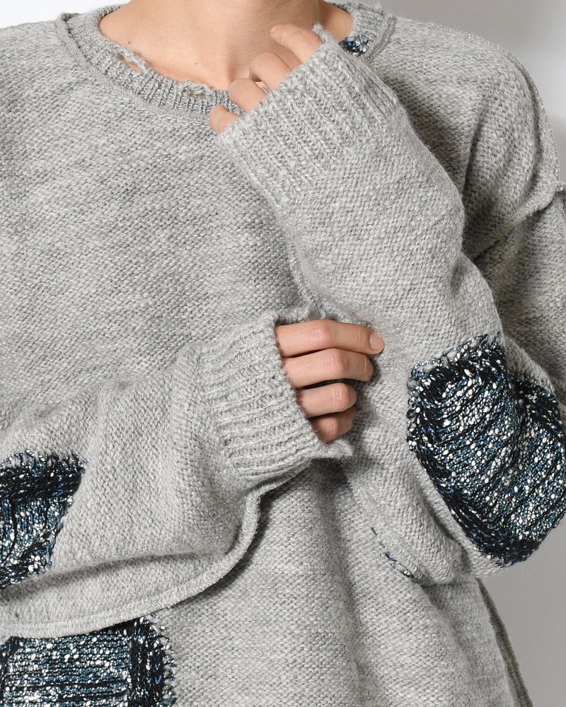 VISIBLE DARNING SWEATER -GRAY-