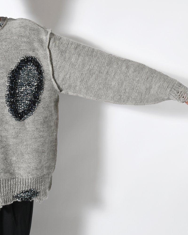 VISIBLE DARNING SWEATER -GRAY-