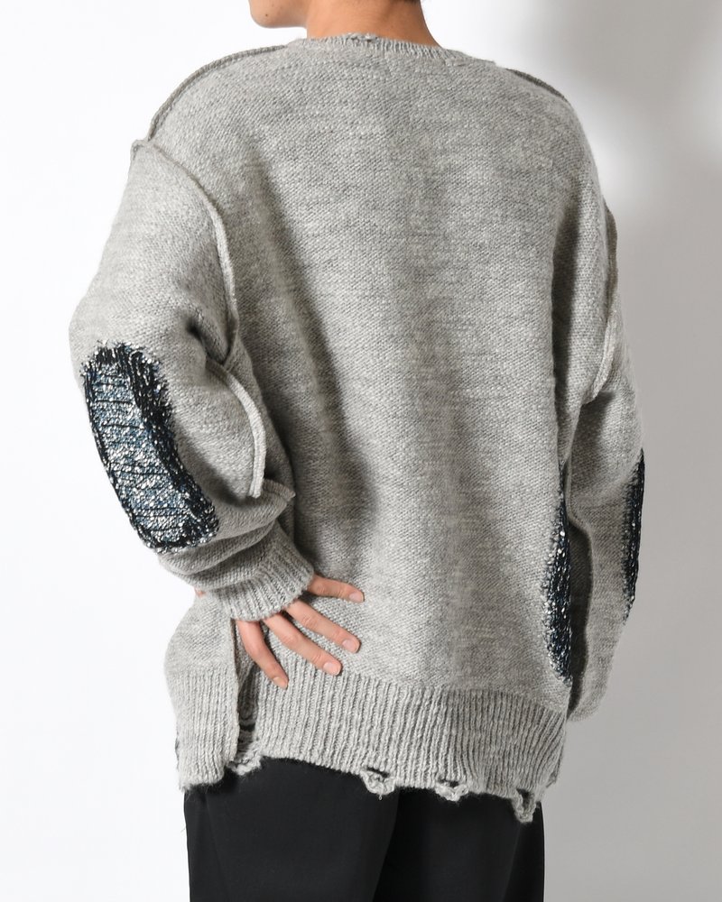 VISIBLE DARNING SWEATER -GRAY-