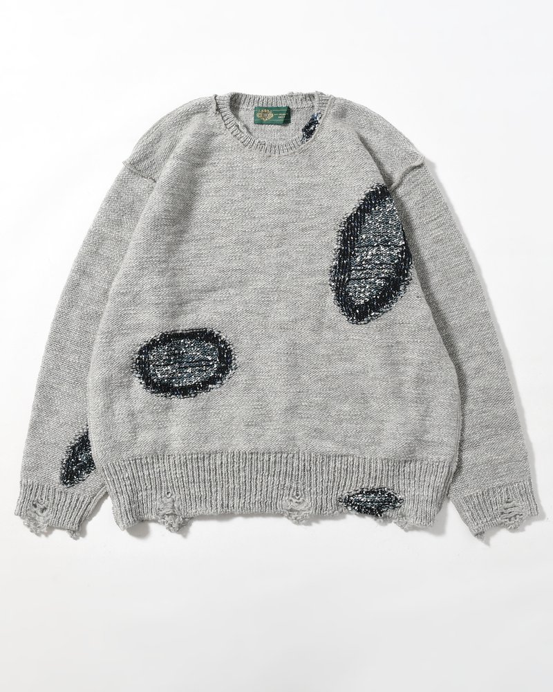 VISIBLE DARNING SWEATER -GRAY-
