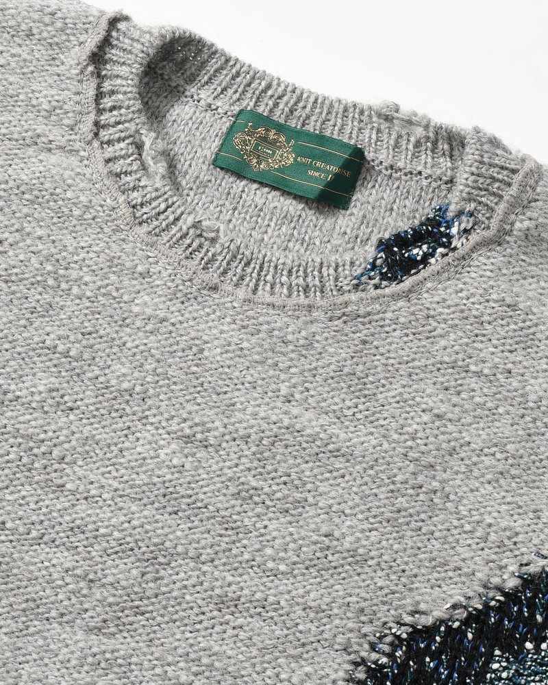 VISIBLE DARNING SWEATER -GRAY-