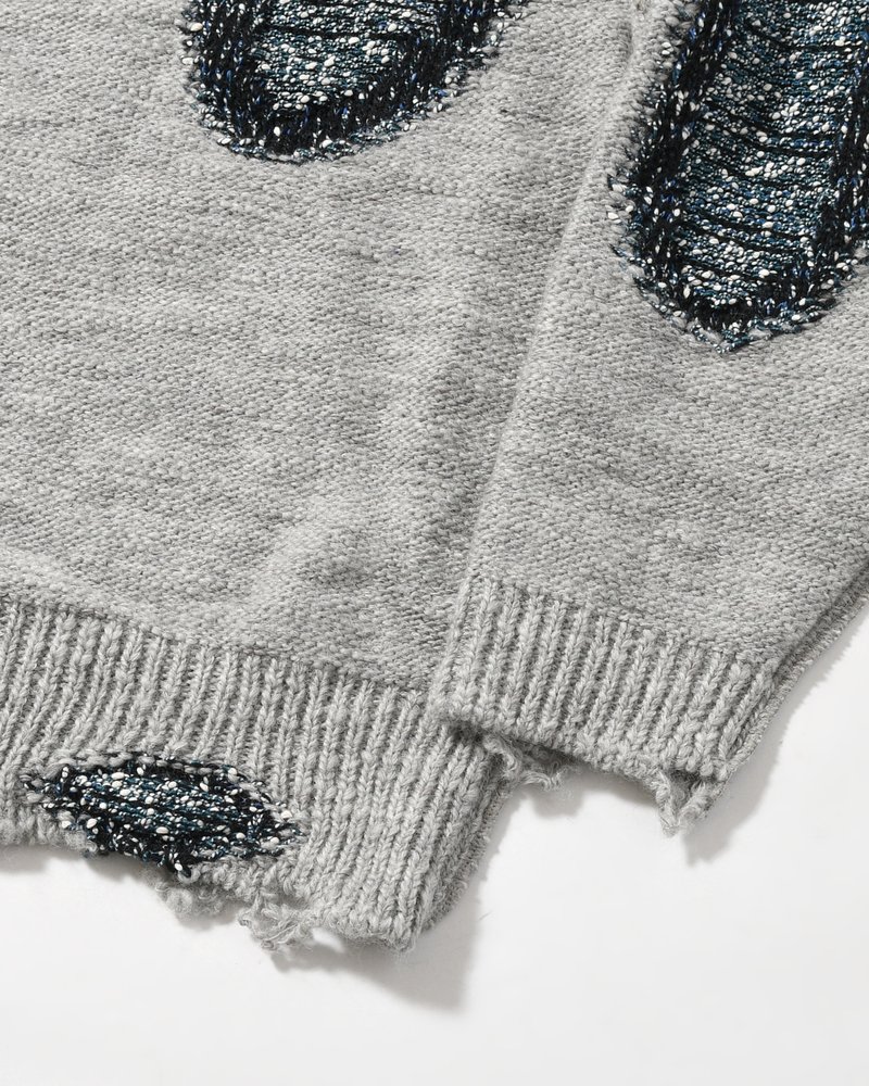 VISIBLE DARNING SWEATER -GRAY-