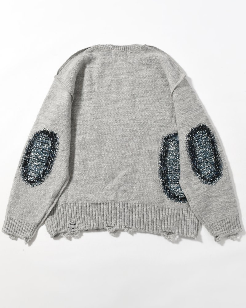 VISIBLE DARNING SWEATER -GRAY-
