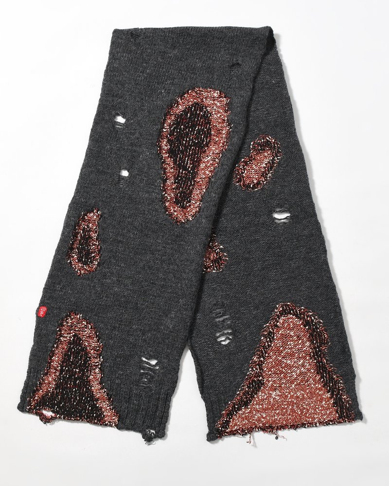 VISIBLE DARNING SCARF -BLACK-