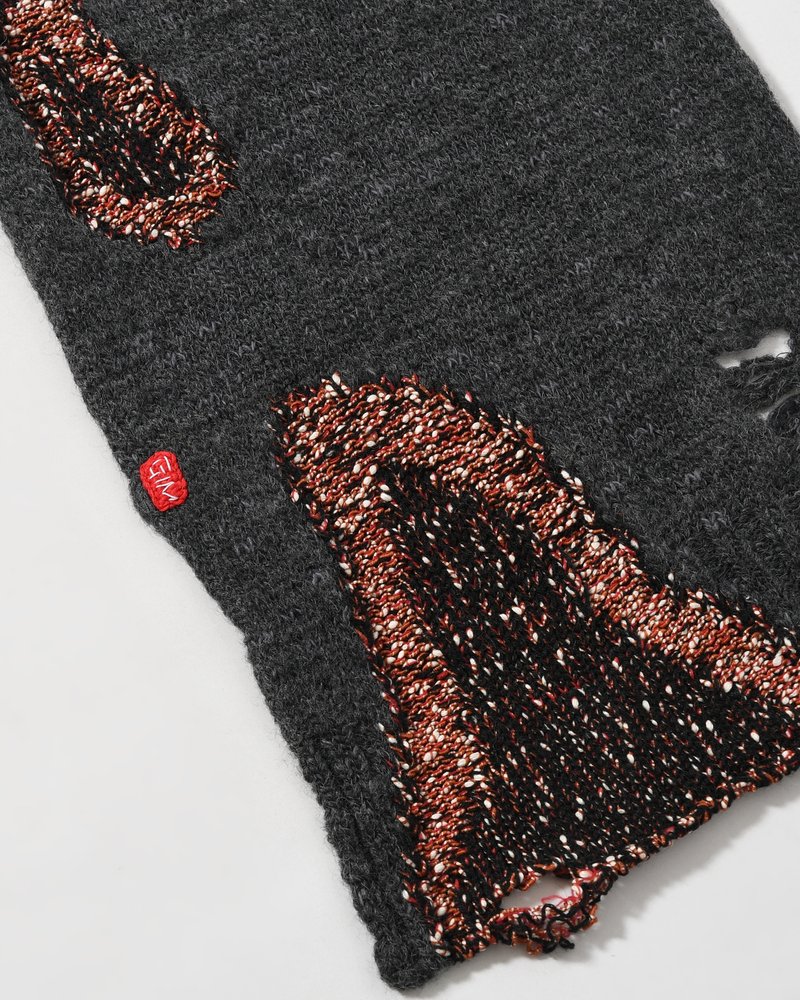 VISIBLE DARNING SCARF -BLACK-