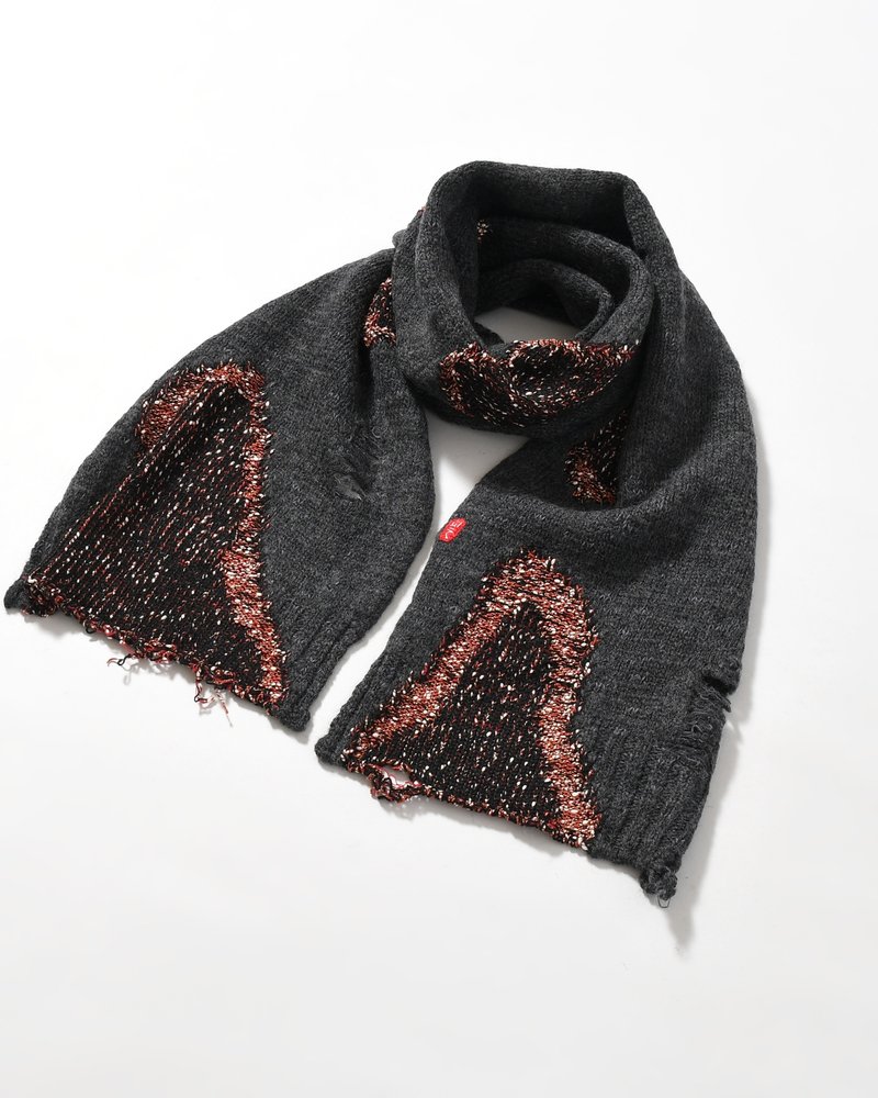 VISIBLE DARNING SCARF -BLACK-