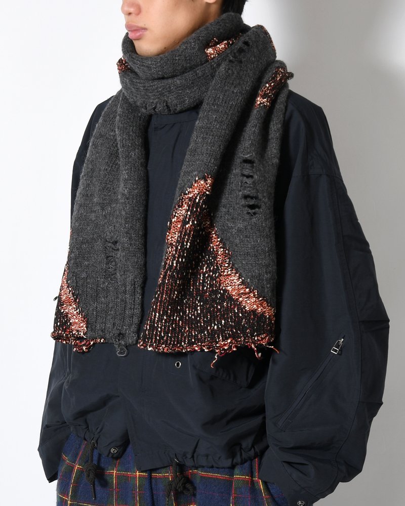 VISIBLE DARNING SCARF -BLACK-