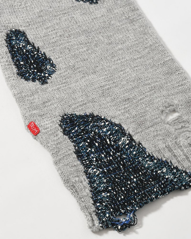 VISIBLE DARNING SCARF -GRAY-