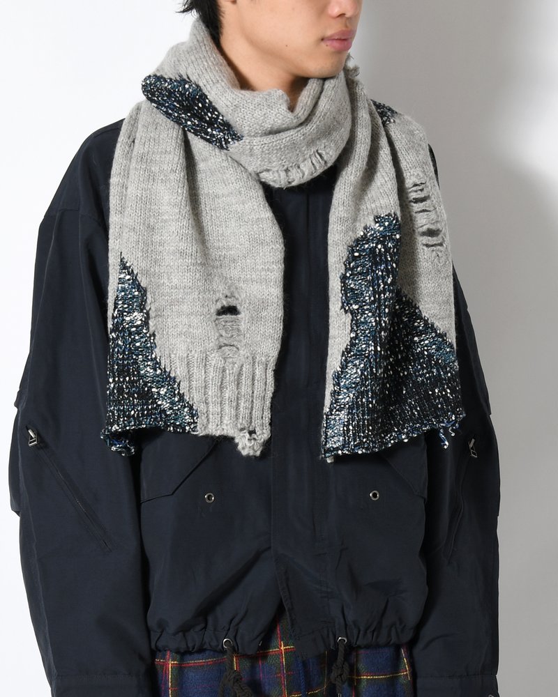 VISIBLE DARNING SCARF -GRAY-