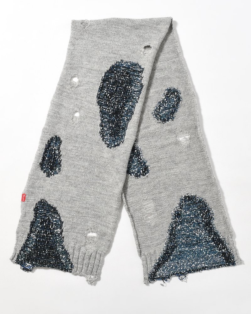 VISIBLE DARNING SCARF -GRAY-