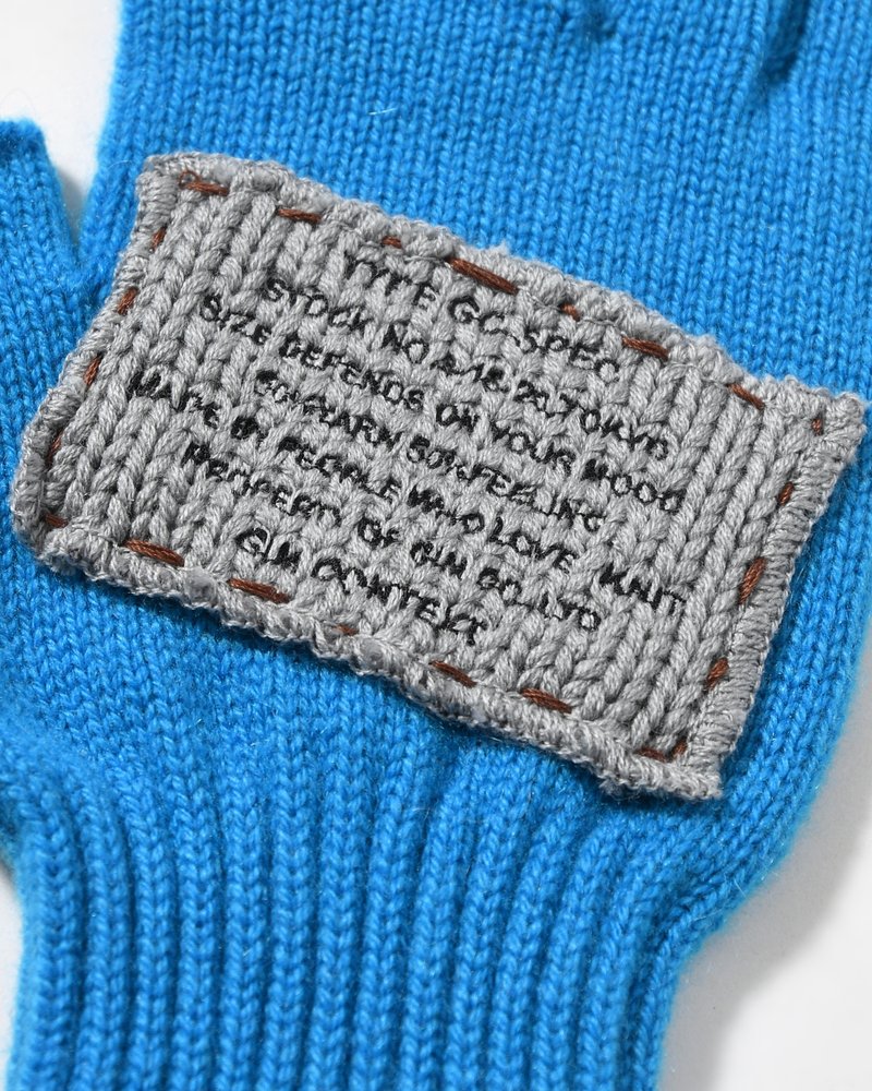 FINGERLESS CASHMERE KNIT GLOVE -TURQUOISE-