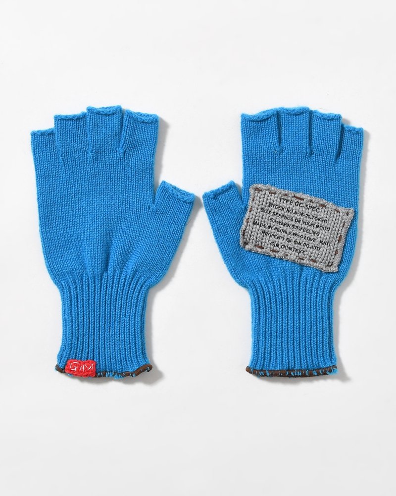 FINGERLESS CASHMERE KNIT GLOVE -TURQUOISE-