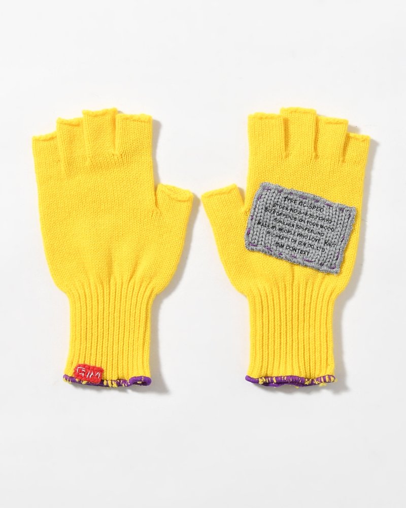 FINGERLESS CASHMERE KNIT GLOVE -YELLOW-