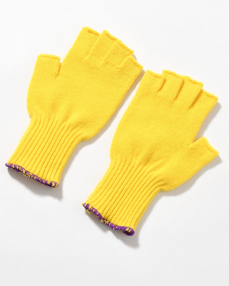 FINGERLESS CASHMERE KNIT GLOVE -YELLOW-