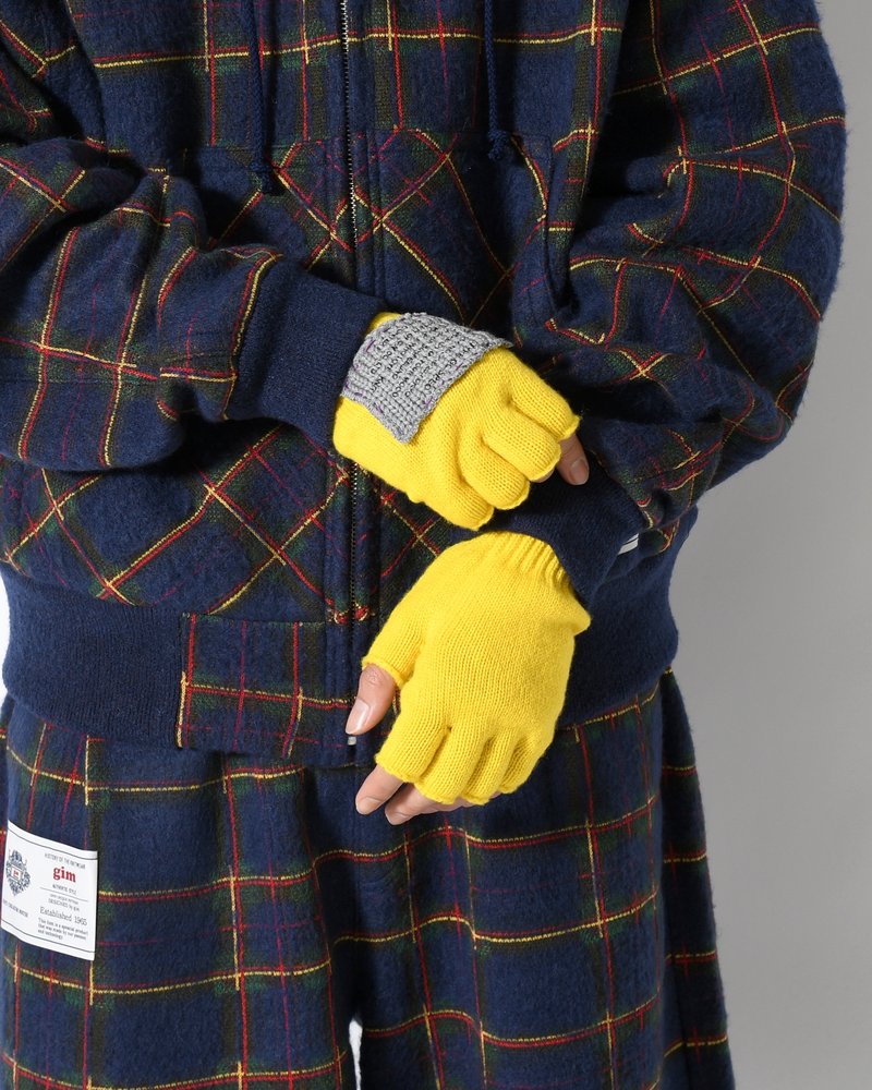 FINGERLESS CASHMERE KNIT GLOVE -YELLOW-