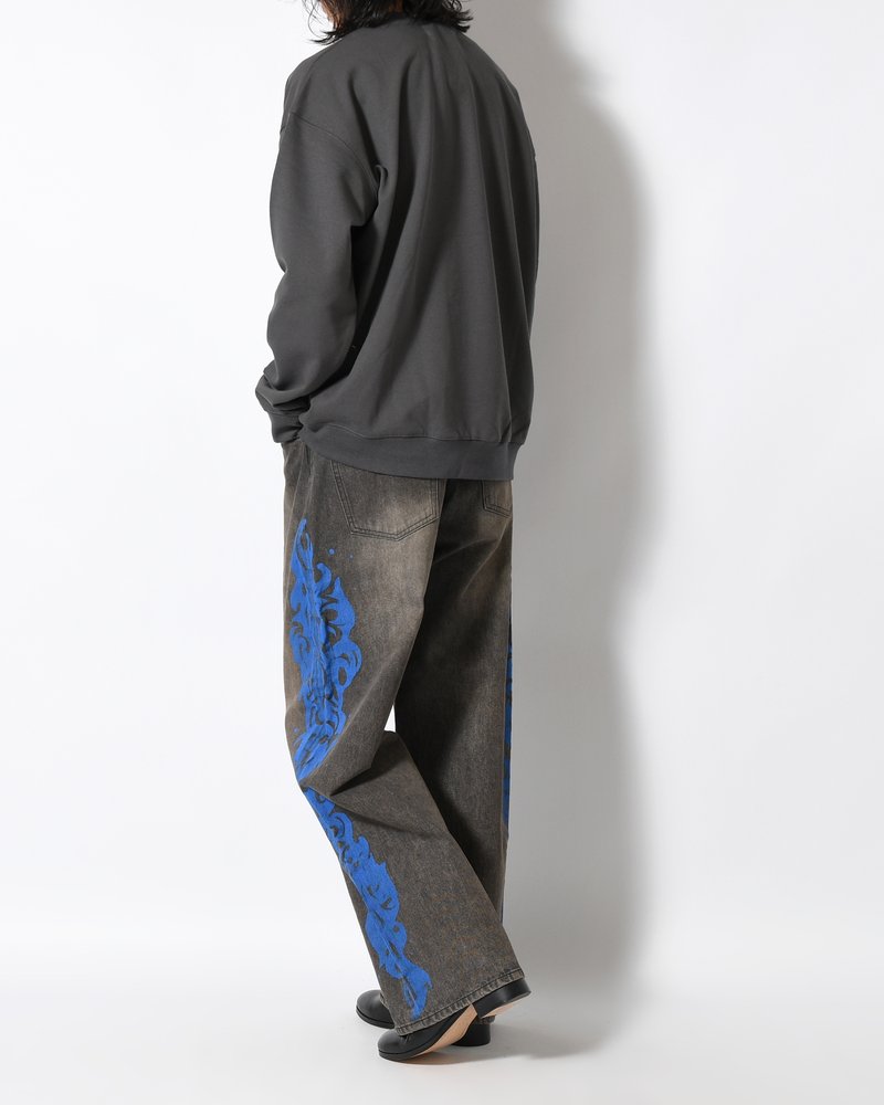 5POCKET DENIM BAGGY TROUSER -BLACK-