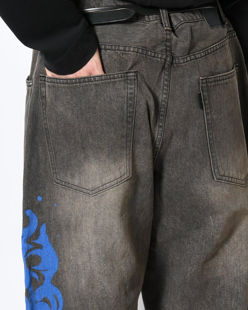 5POCKET DENIM BAGGY TROUSER -BLACK-