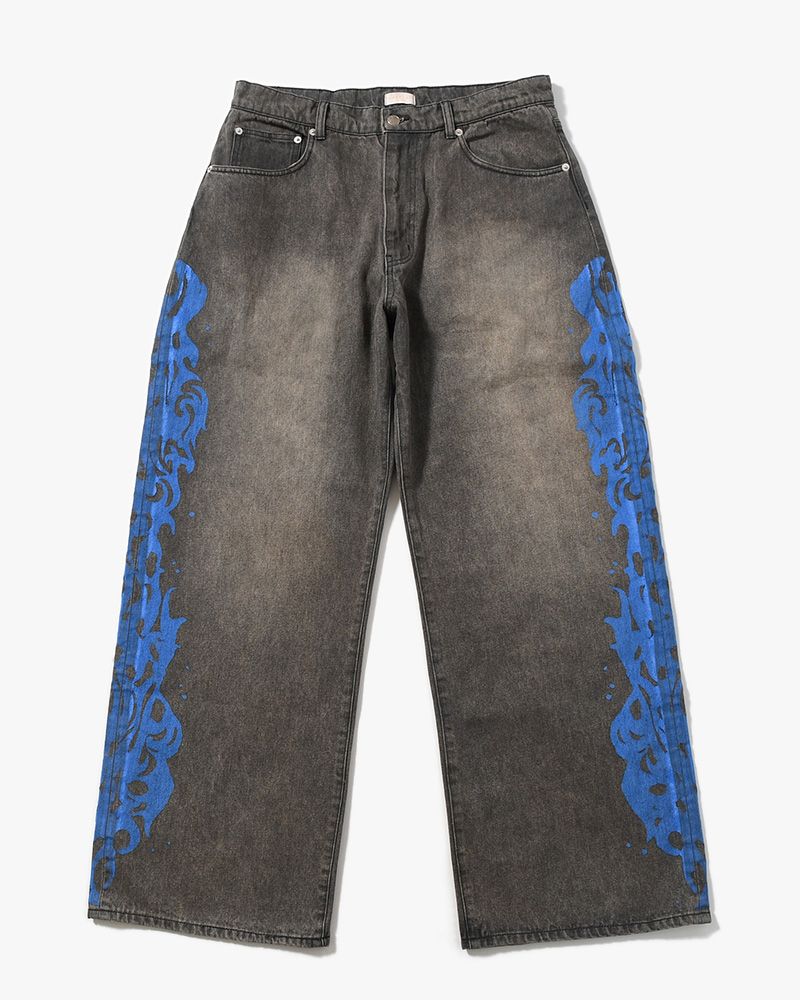 5POCKET DENIM BAGGY TROUSER -BLACK-